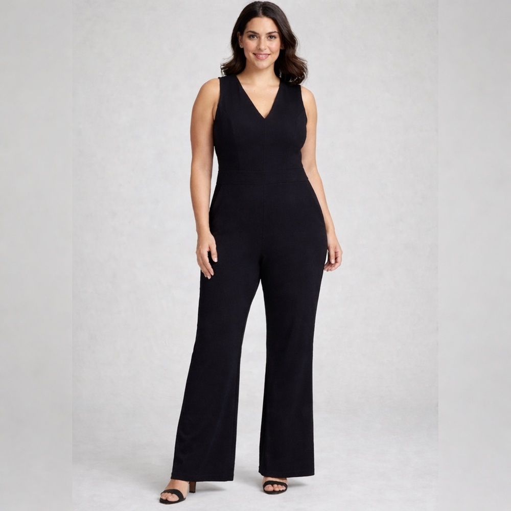 Spanx sleeveless classic jumpsuit black medium stretchy outfit‎ minimalist sexy